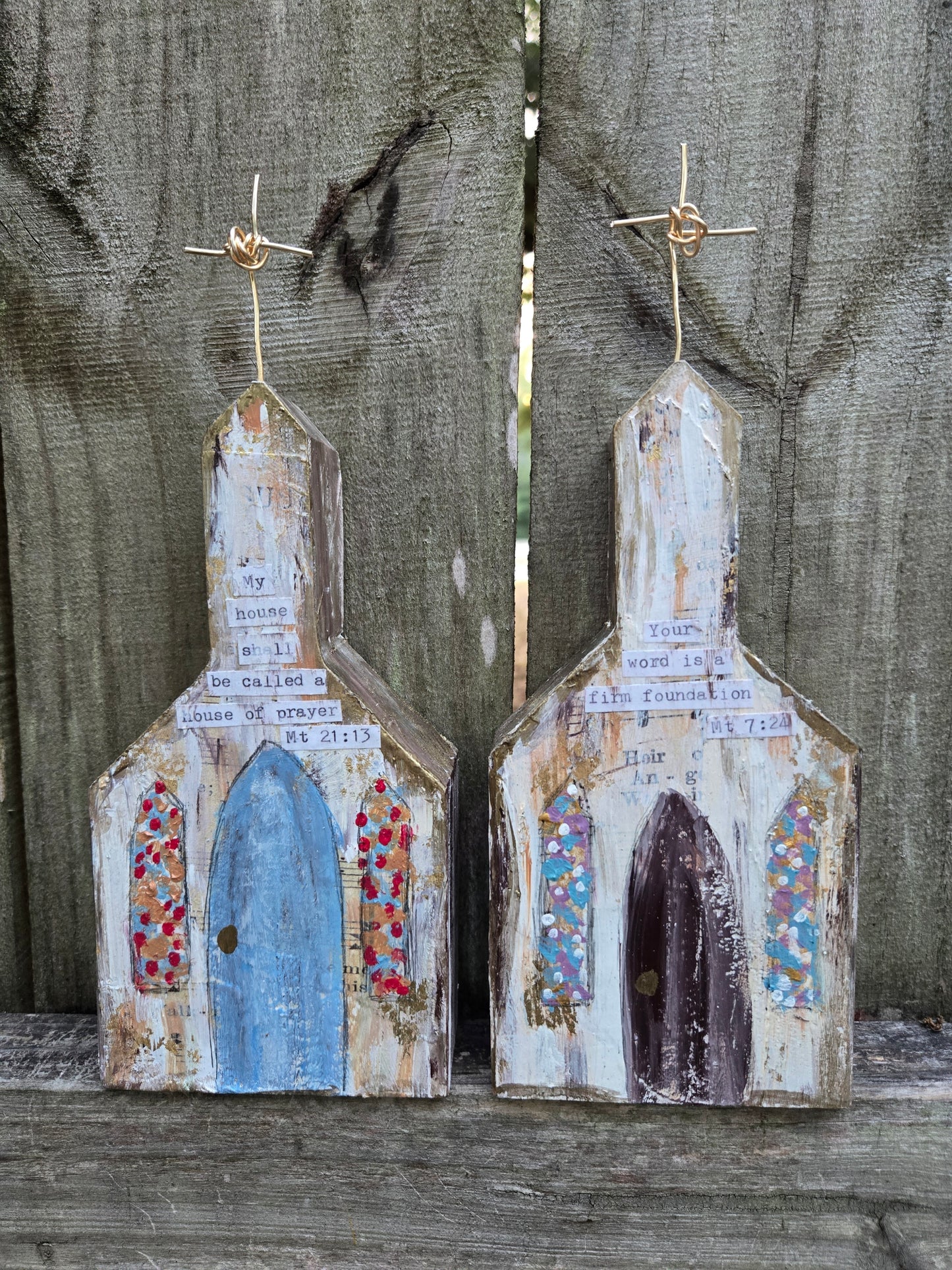 The Church Built on Truth Collection (Steeple shaped wood blocks with metal cross)