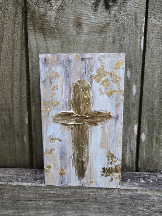 Gold Cross (4x6 wood block)