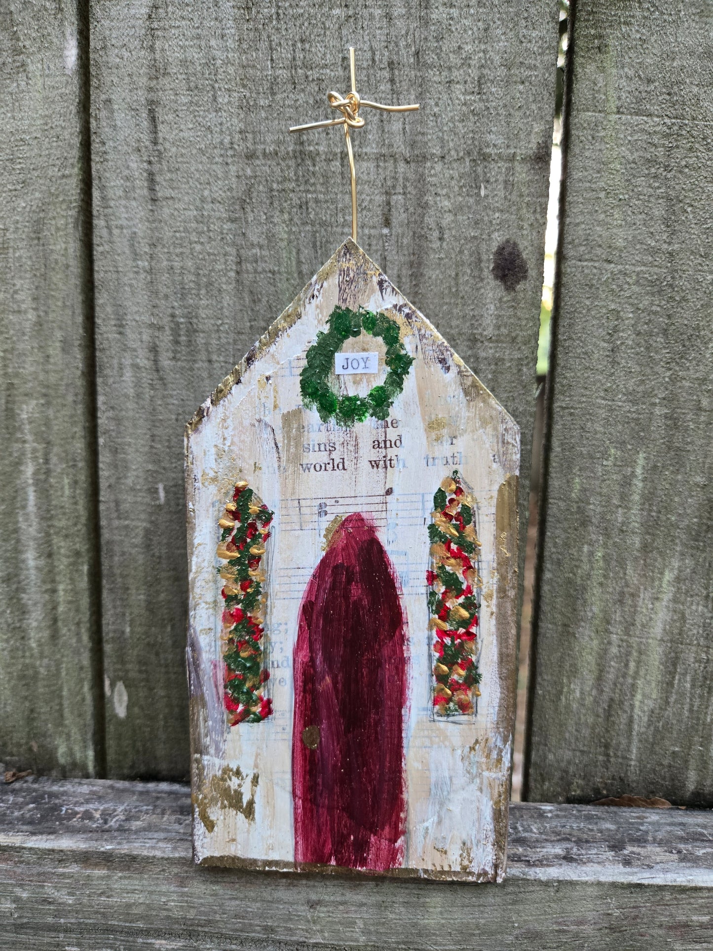 Christmas Church Steeple (3.5x7 wood block)