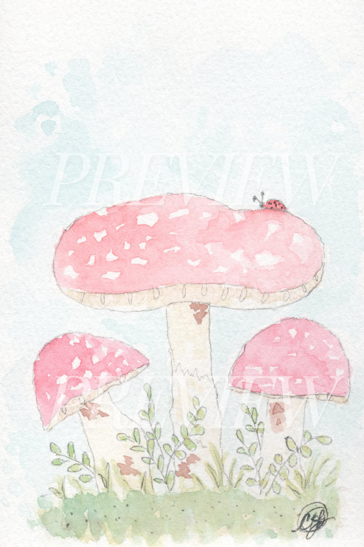 Bright Mini Mushrooms set of 4 (4x6 Downloads)