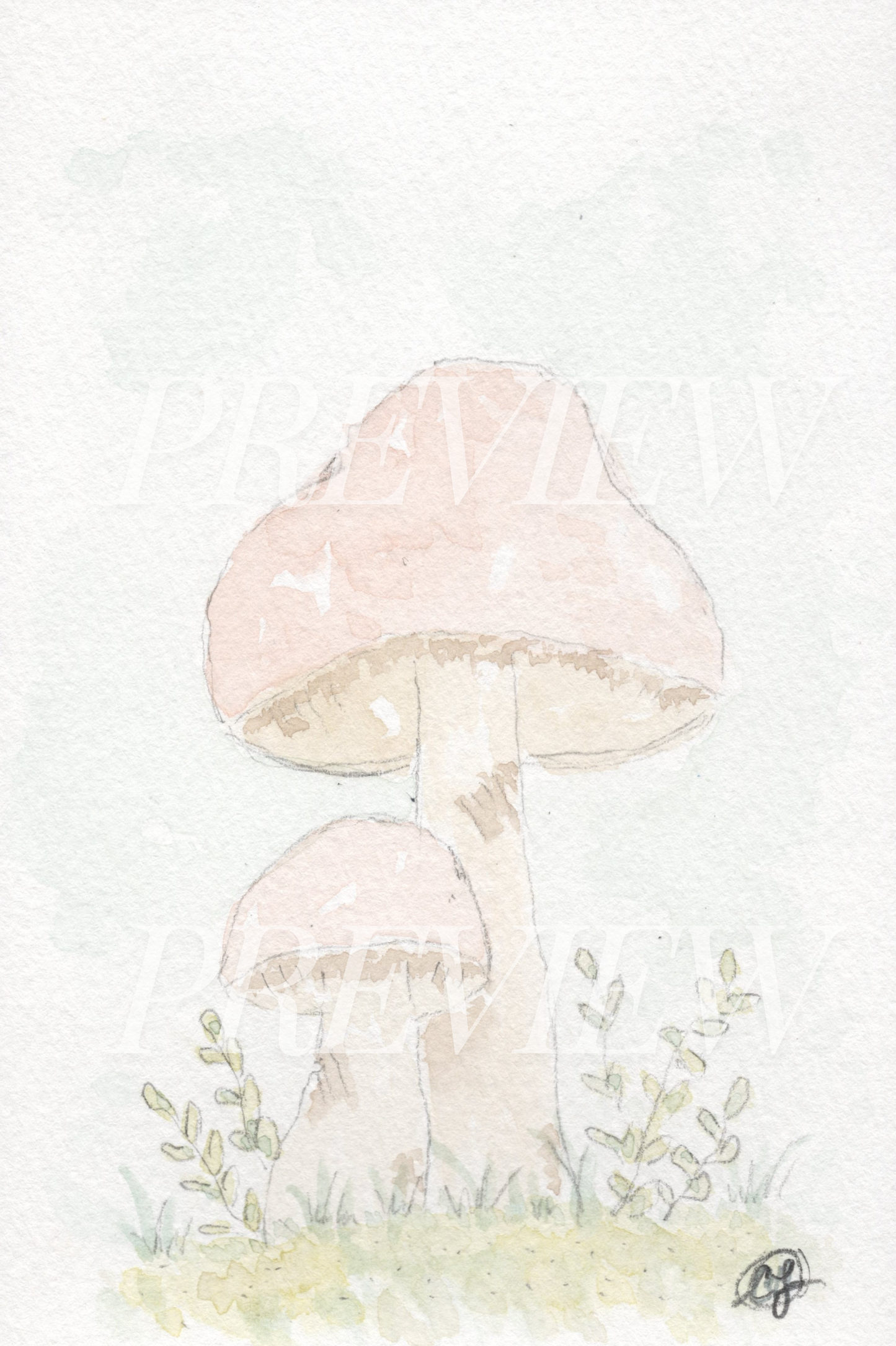 Muted Mini Mushrooms set of 4 (4x6 Downloads)