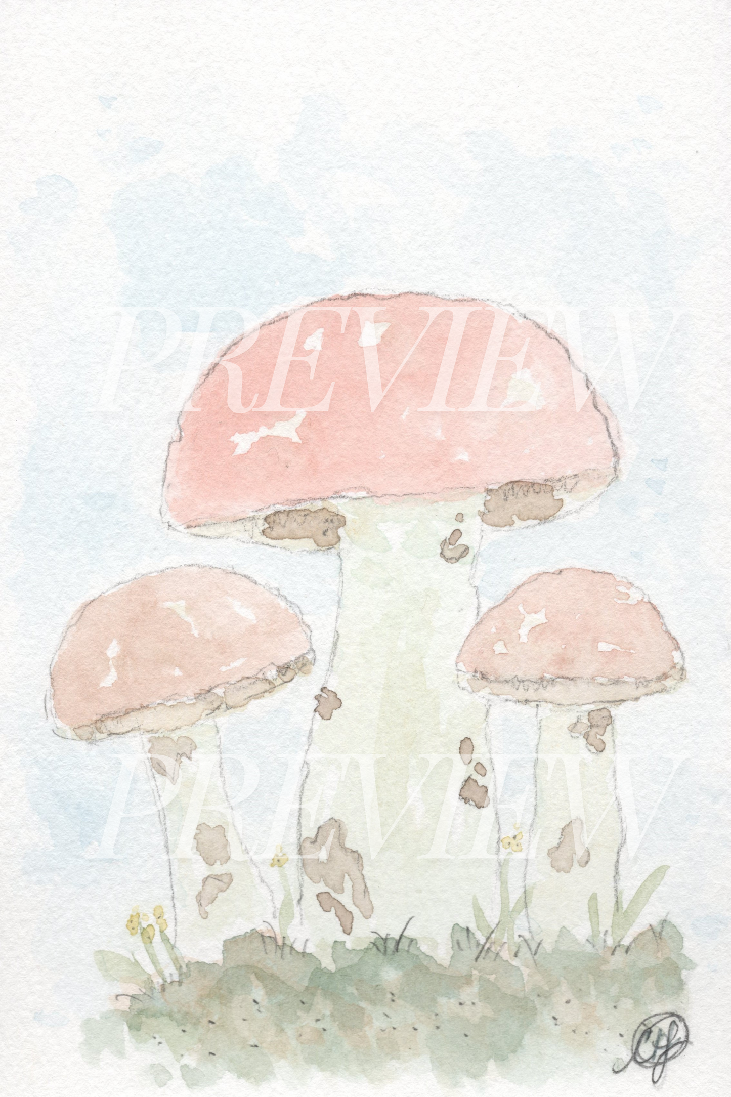 Muted Mini Mushrooms set of 4 (4x6 Downloads)